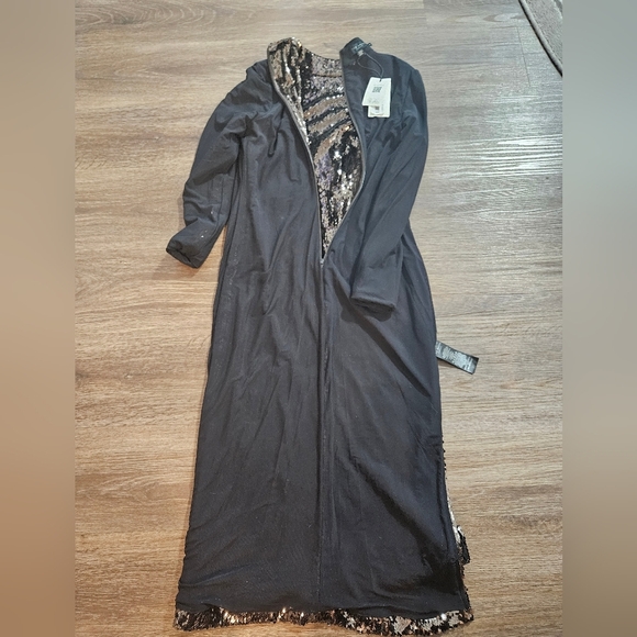 Ted Baker Gold Dress Mettalic Sequin Fitted Midi Dress NWT sz 6 - Picture 9 of 16